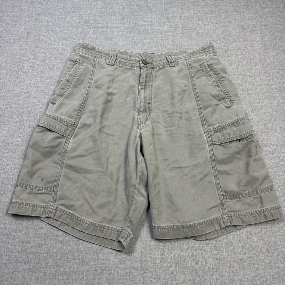 Tommy Bahama Cargo Shorts Mens 33 Gray Lyocell Cotton Relax Fit 9" Inseam